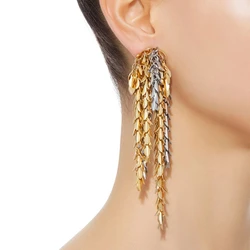 Fashion Tassel Earring Long Leaves Bling Statement Earrings for Women Girls Wedding Daily Pendant Jewelry Gift