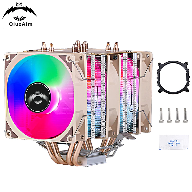 

QiuzAim Cooler Fan Computer x79 x99 Processor Twin Towers 4 Heat Pipe CPU Air-cooled Installing LGA2011 e5 2099 2066 AMD am3 am4