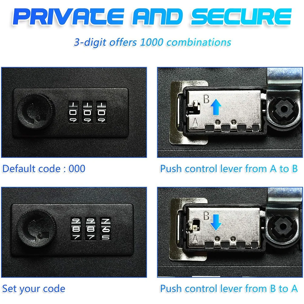 Imagem -05 - Multi Key Lock Box com Senha Wall Mounted Safe Storage Box Spare Car Keys Organizer Home Office 20 Ganchos