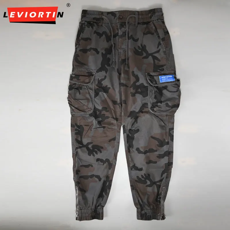 Men's Amekaji Parachute Pants Street Japanese Drawstring Sports Wide Leg Loose Cuffed Multi-Pocket Outdoor Casual Cargo Trousers