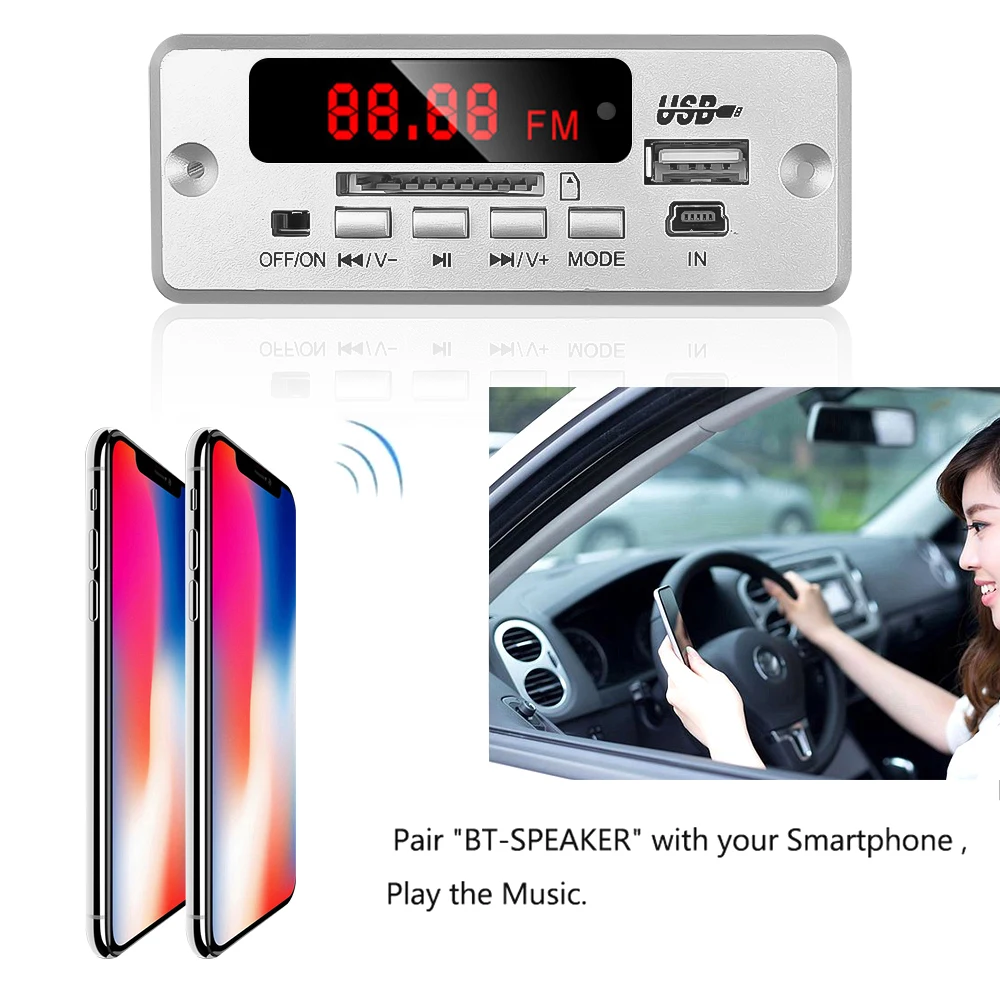 Bluetooth 5.0 MP3 Decoder Board 12V Audio Module Car MP3 Player Music Speaker Car Vehicles MP3 USB FM TF Radio Board