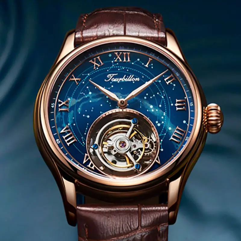 AESOP Real Tourbillon Watch For Men Quality Tourbillon Clock Men Sapphire Starry Sky  Mechanical Watch Relogio Masculino Invcta