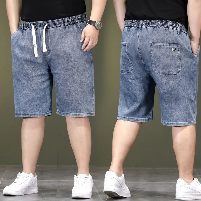 Elastic Waist Oversized 5XL 6XL 7XL Denim Shorts For Men Plus Size Shorts Jeans Half Cut Casual Pants Brand High Quality Summer