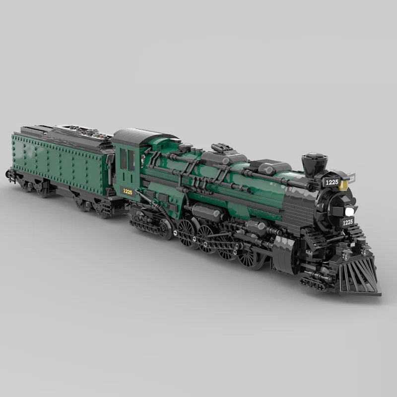 Model pociągu MOC, lokomotywa parowa i wózek na węgiel, akcesoria kolejowe, klocki konstrukcyjne, prezenty konstrukcyjne, prezenty świąteczne