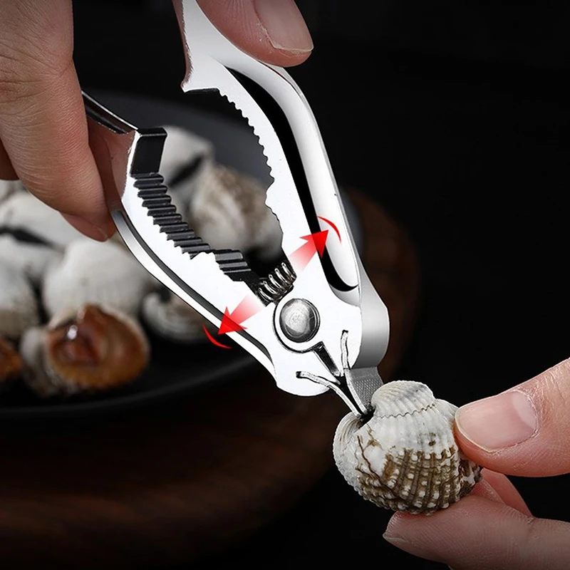 Zinc Alloy Clam Opener Kitchen Utensil Walnut Clip Spring Seafood Clamp Food Clam Tongs Scallop Oyster Nut Clamp