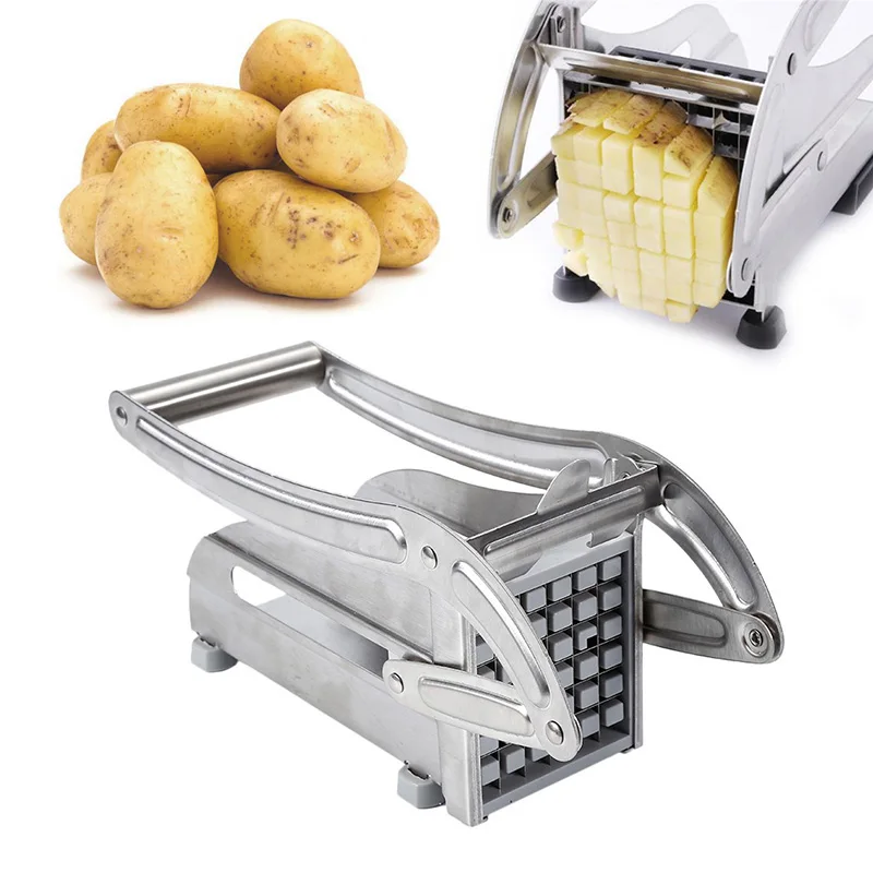 Stainless Steel Potato Slicer Cutter Chopper Potato Chipper For Cucumber Carrot Manual French Fry Cutters Bar Cutting Machine