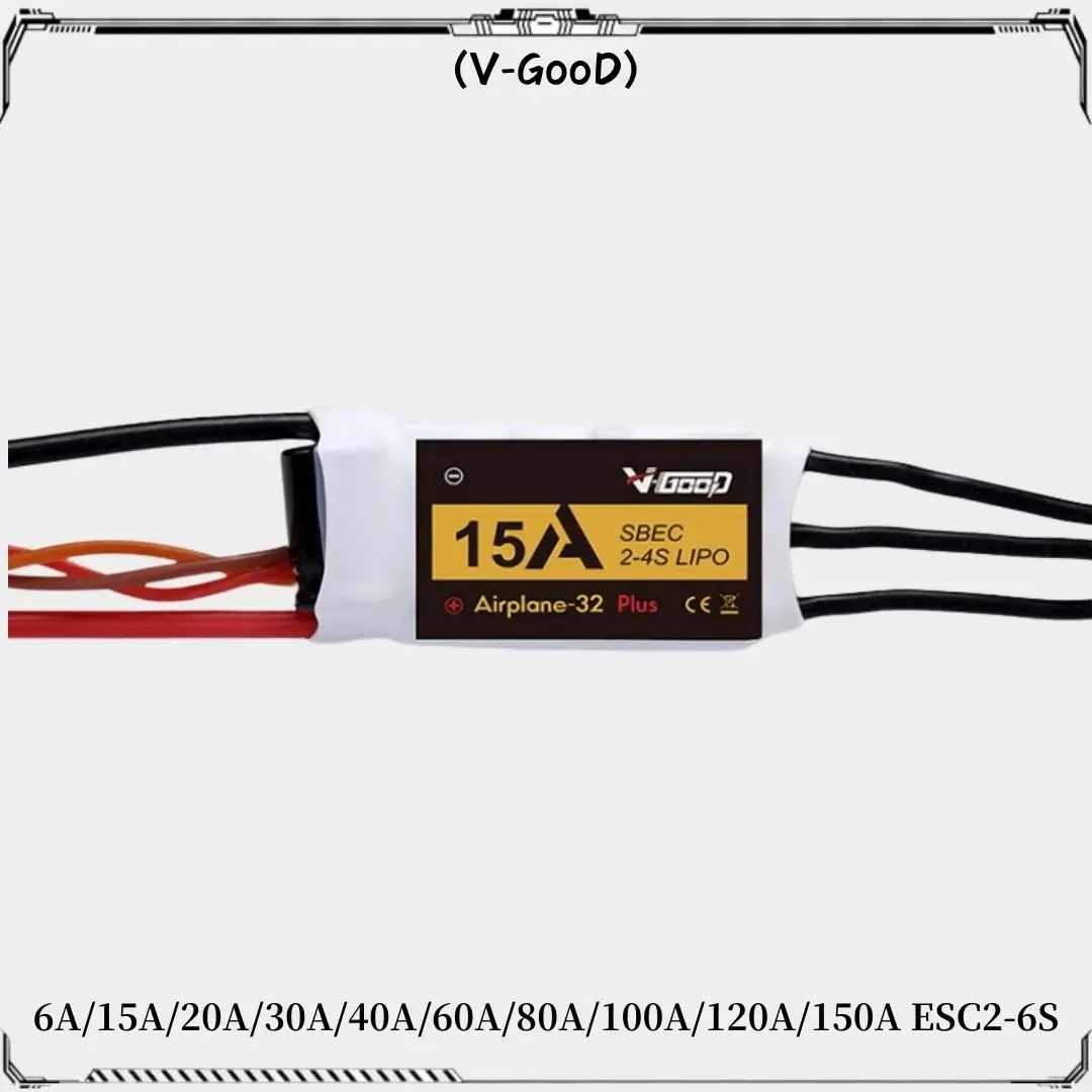 VGOOD Bezszczotkowy ESC 6A / 15A / 20A / 30A / 40A / 60A / 80A / 100A / 120A 2-6S 32-bitowy W/1.5A SBEC do helikoptera RC Airplane Accs