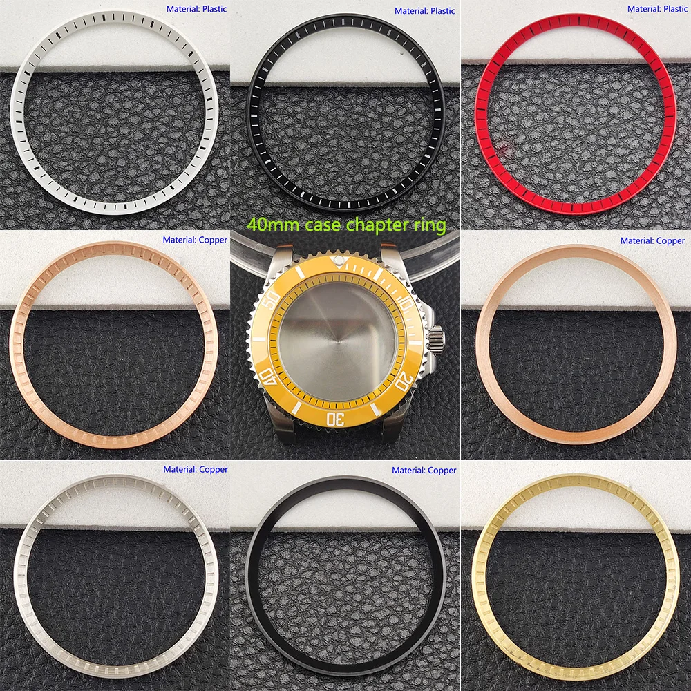 40mm watch case with inner shadow ring suitable for NH35 movement replacement accessories, watch chapter ring material plastic/c