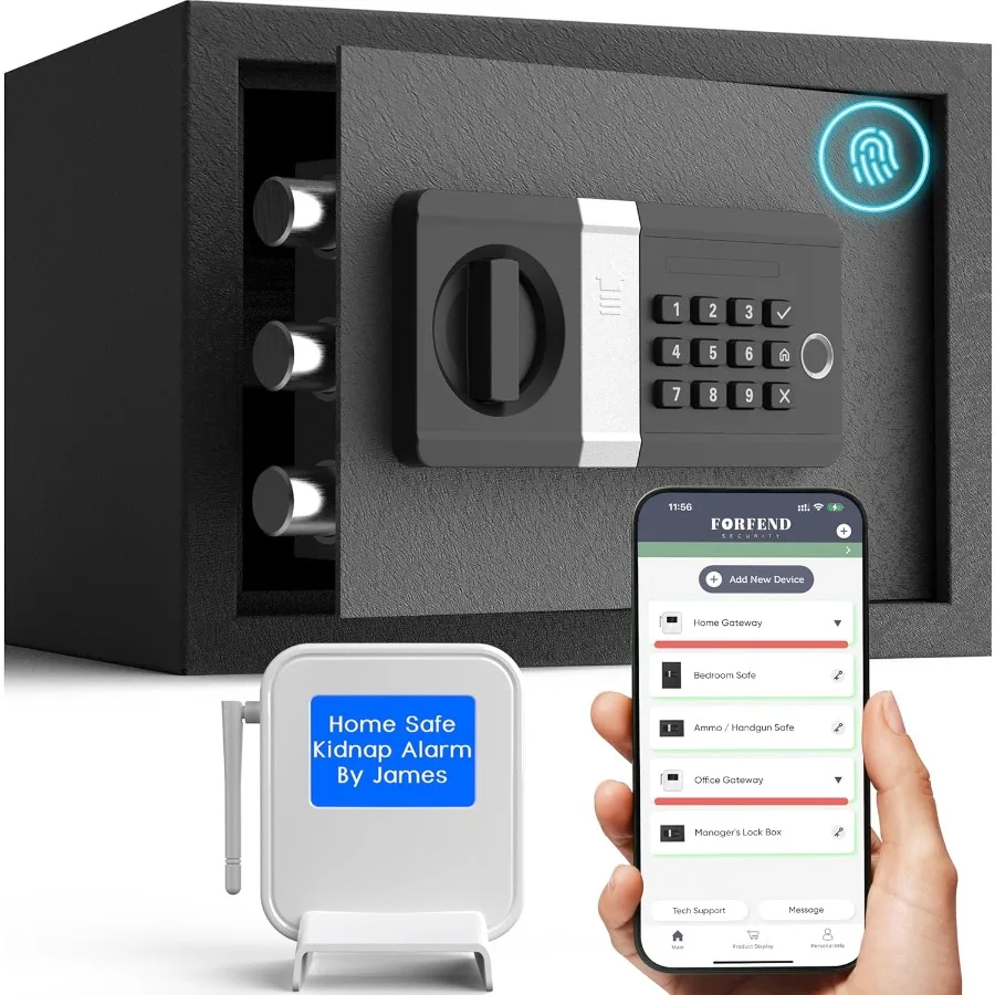 

Smart Home Safe WiFi Safe Box App Lock/Alarm Voice Command Kidnap Alarm Tamper Detect Frozen Mode Sub Account Digital S