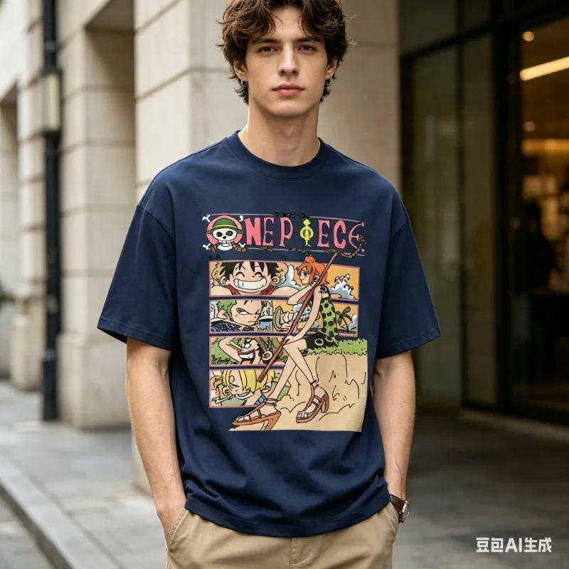 2026Luffy Cotton Unisex Crewneck Anime T-Shirt Comfortable Short-sleeved Sports and Casual Men's and Women's Top Popular T-shirt