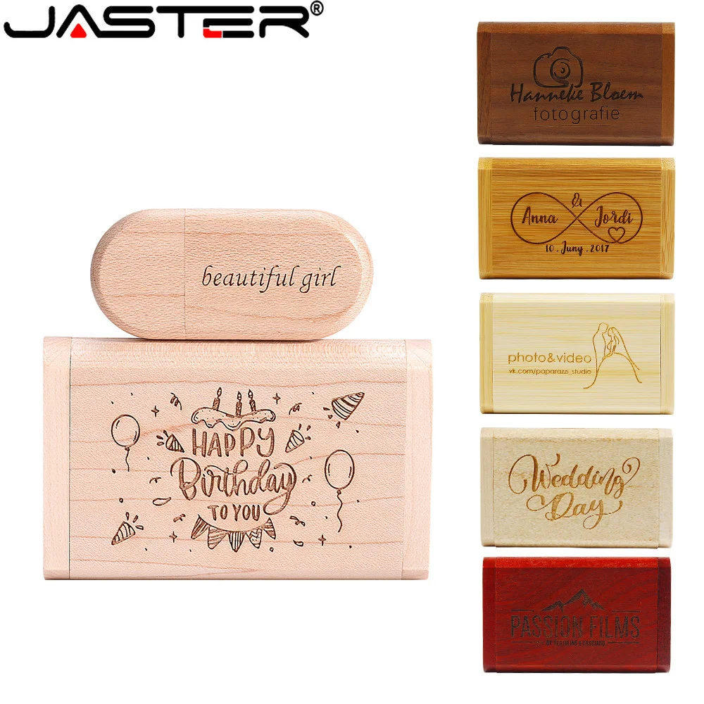 JASTER Birthday Gift Wooden USB flash drive 128MB pendrive 4GB pen drive 8GB memoria usb 2.0 flash drive 16GB 32GB