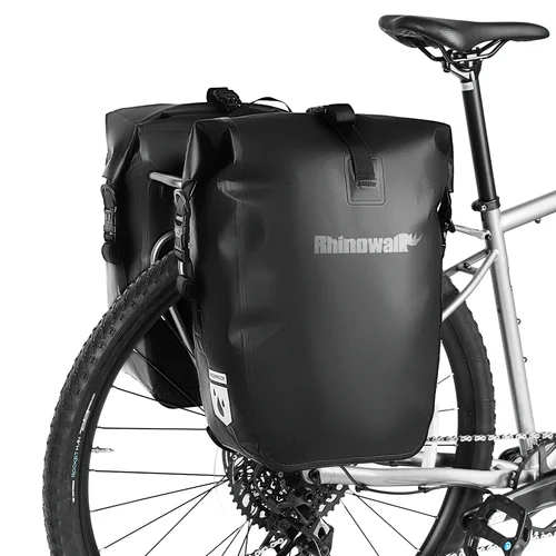 Imagen 2 del producto Rhinowalk, 2 unidades, bolsa de alforja de doble cara para bicicleta, 25L, impermeable, de liberación rápida, bolsa de estante seco para maletero de carretera MTB, paquete de equipaje