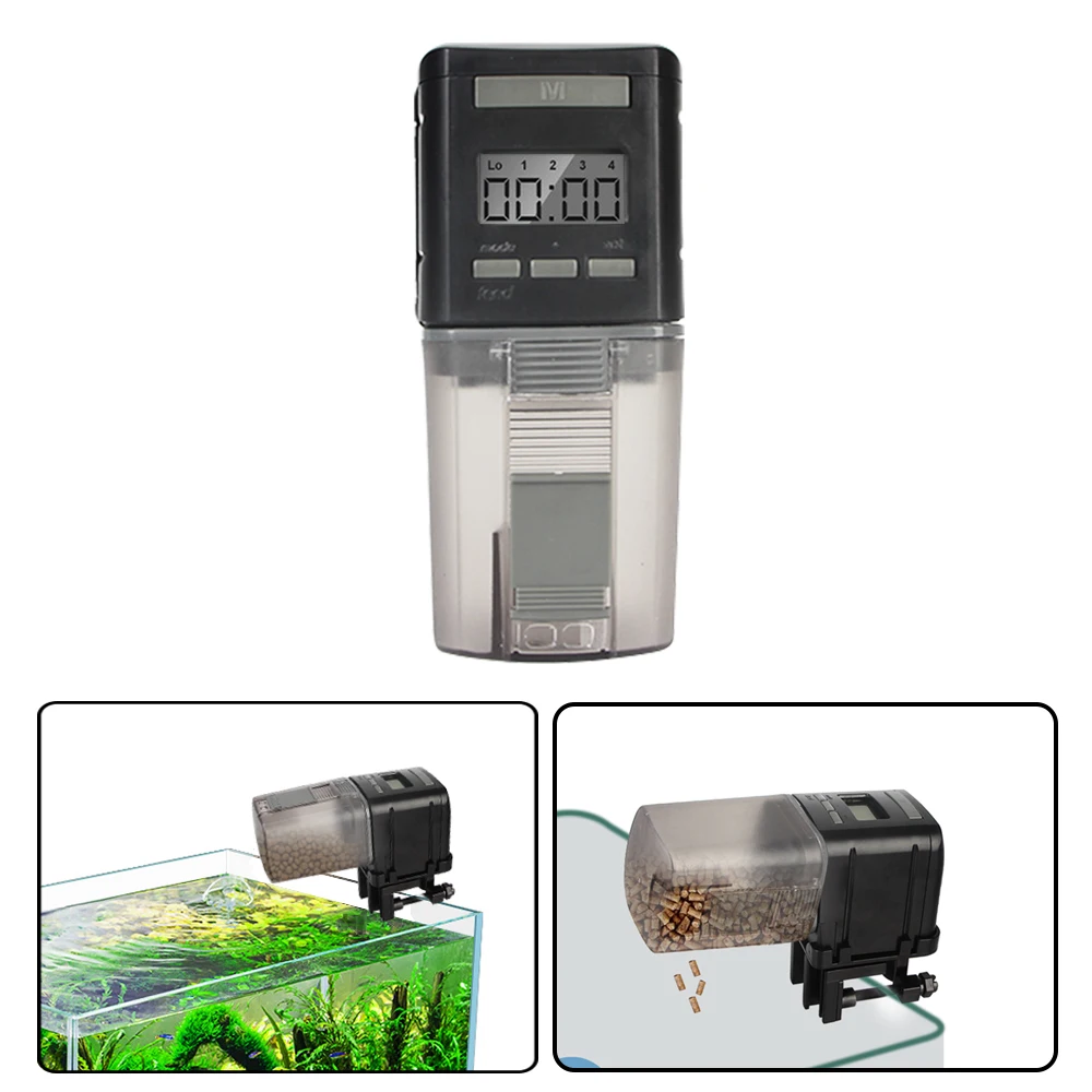 Alimentador automático de peces, dispensadores de comida inteligentes para peces con LCD indica temporizador para acuario, alimentador inteligente