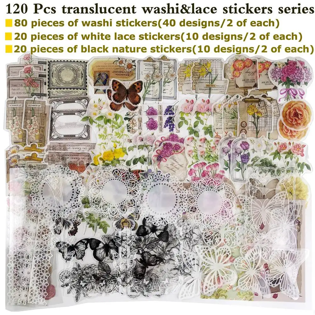 Vintage adesivos de Scrapbook estéticos para journaling, embrulho, decoração cottage, colagem artesanato B, 260 pcs