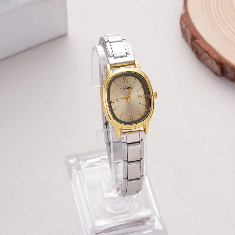 Minimalist Delicate Italian Modular Quartz Watch Elastic Stainless Steel Strap Oval All-match Women Business Casual Wrist watch