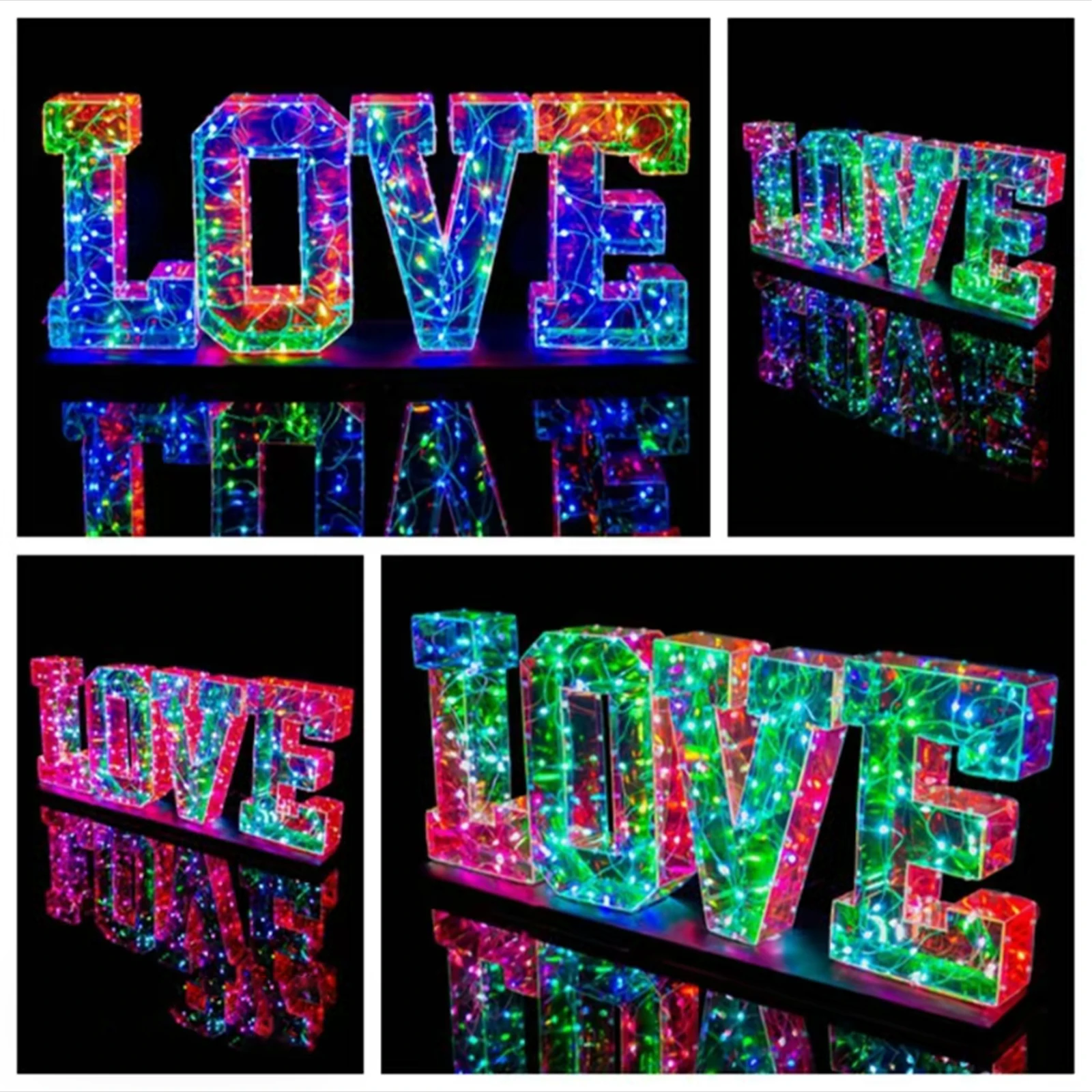Multicolor Letters LED Night Light Numbers Dual‑Power Light‑Up Battery USB Operated Portable Indoor Decor for Party Wedding Home