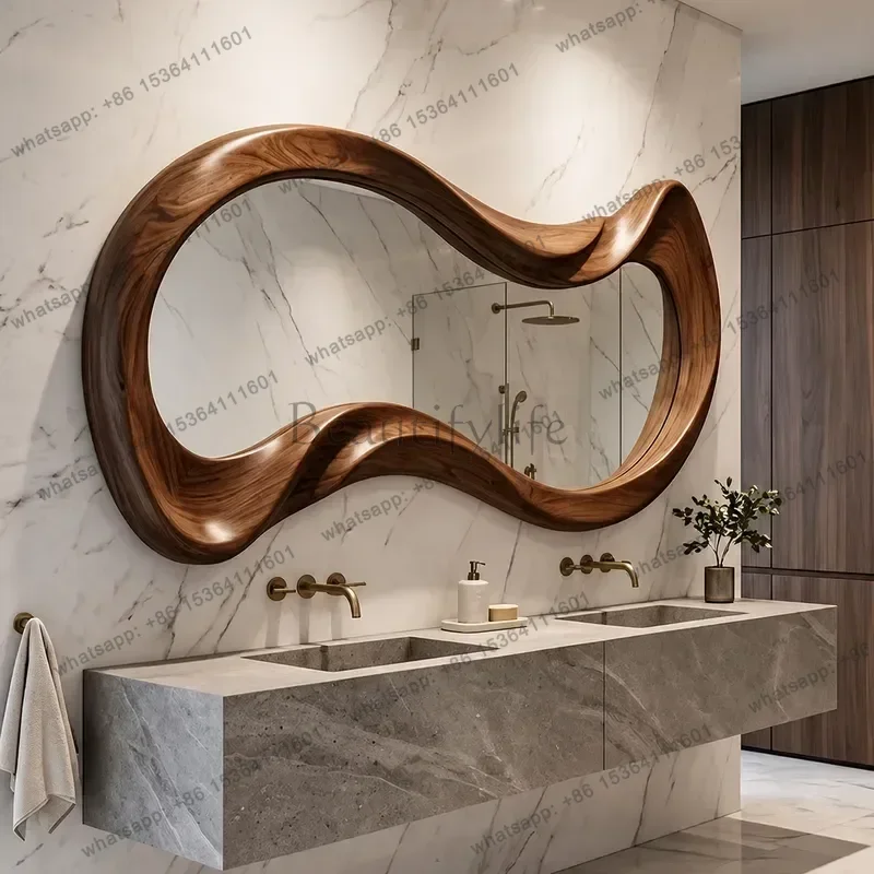 PG Retro Bathroom Wall Mirror Irregular Shape Makeup Mirror Creative Special Shaped Decorative Mirror for Home Decoration