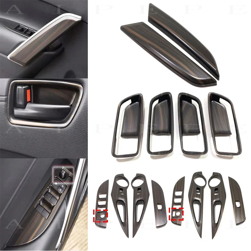 

Аксессуары для интерьера LHD для Toyota Corolla Cross 2019-2022 2023, персиковое дерево, кнопка переключения окна, крышка автомобильной дверной ручки, отделка чаши