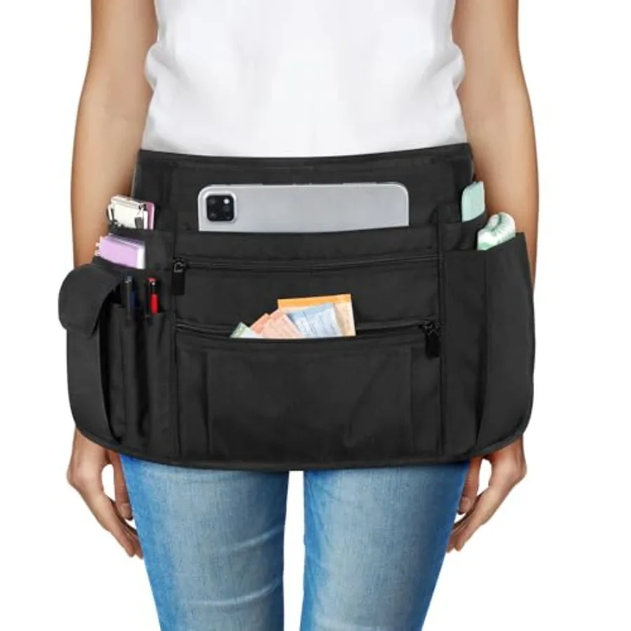 

Waitress Server Apron with Multiple Pockets Half Apron with Adjustable Belt for Waitress Waiter Women Men Server Waist Apron fo