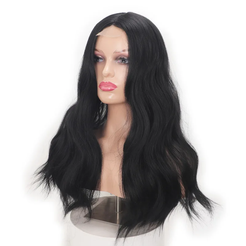20 inch Loose Wave Lace Front Wig Synthetic Natural Black Hair Extension Doria Long Curly Easy Wear White Cosplay Wigs For Women - Image 2