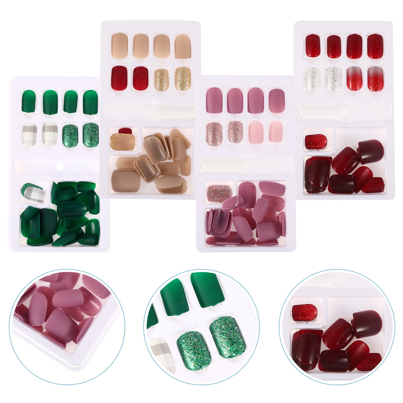 4 paquetes de uñas postizas, cobertura completa, puntas para decoración de uñas, diseño de manicura desmontable para bricolaje, boda, graduación, uso en salón, pegatinas para uñas postizas