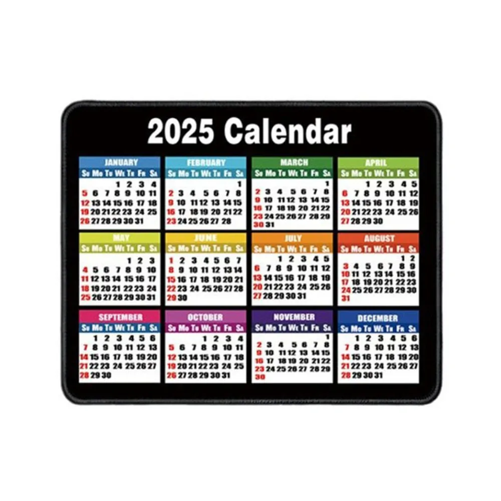 

Квадратный коврик для мыши с календарем 2025, противоскользящий, очень толстый коврик для мыши, резиновый коврик с прошитыми краями, небольшой офисный коврик для мыши, офисные принадлежности