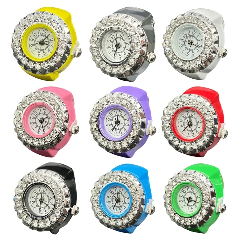 HXBF Open Band Ring Watch Accessory With Analog Face for Bold Hand Looks