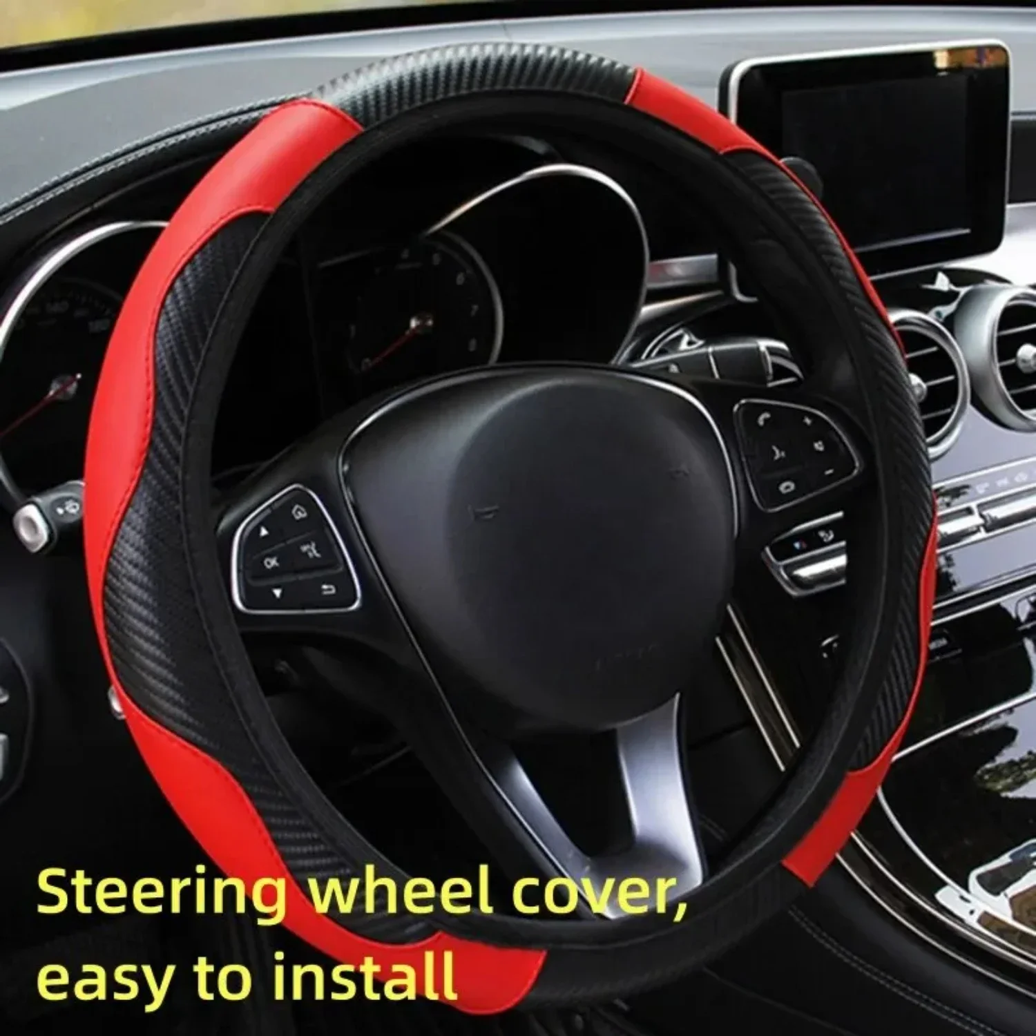 

Enhance Your Driving Experience with this Premium Quality Breathable Anti Slip PU Leather Car Steering Wheel Cover - High-Qualit