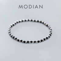Modian Fashion Black Crystal or Ball Strand Bracelet for Women 925 Sterling Silver Simple Bracelet Fine Jewelry Gift 2020 New