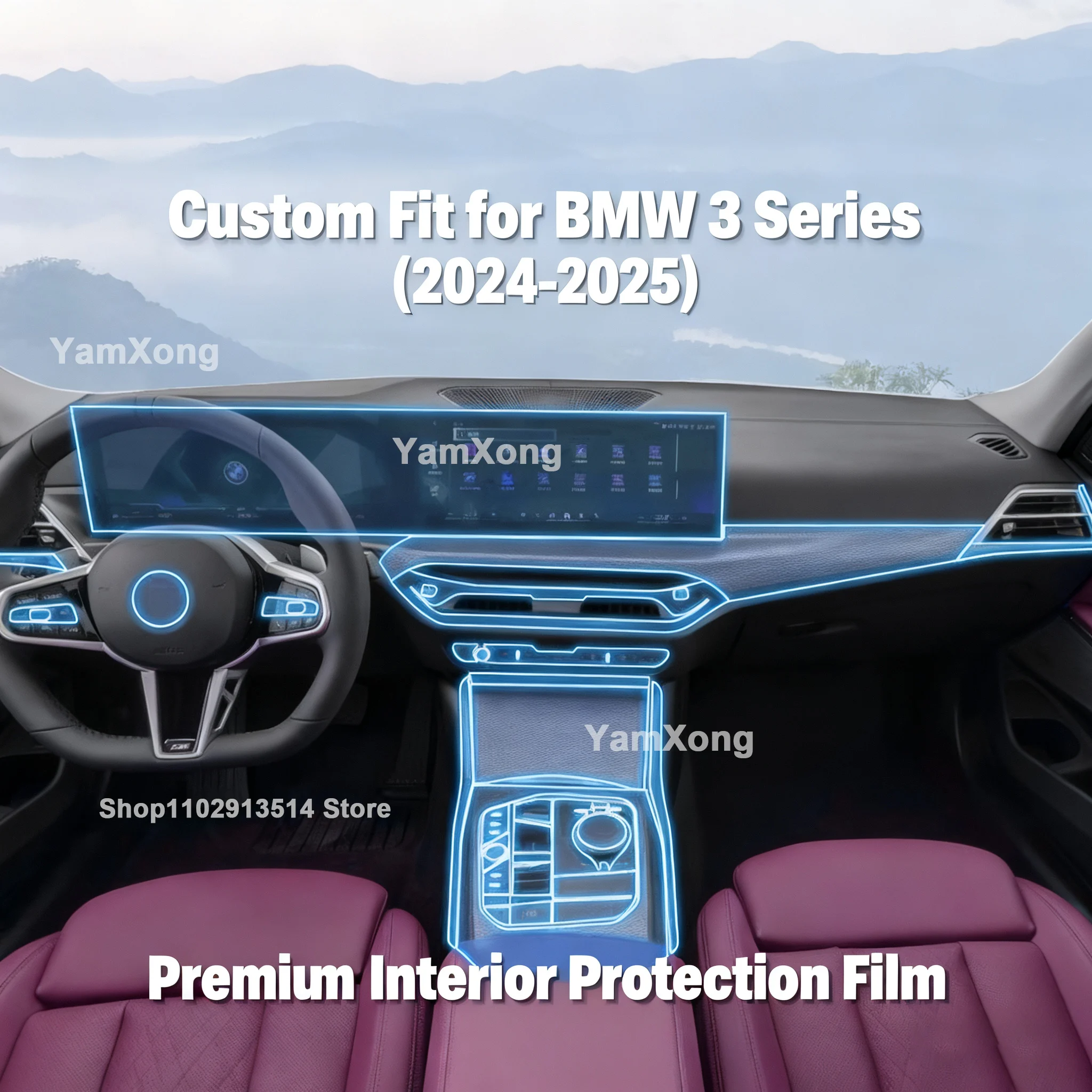 

Для BMW 3 серии 2023 2024 2025 салон автомобиля полный комплект приборной панели центральная консоль защитная пленка для сенсорного экрана против отпечатков пальцев