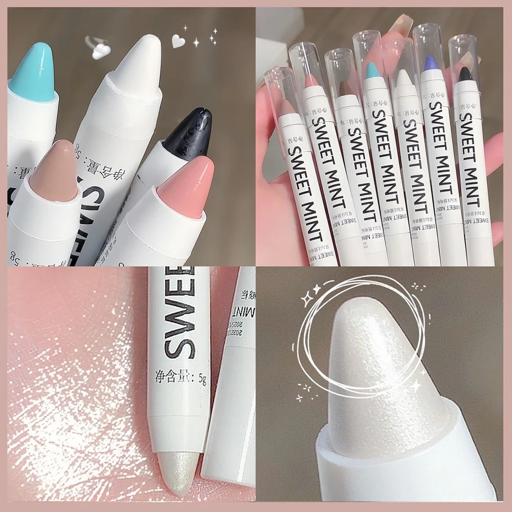 Matte White Lying Silkworm Highlighter Pen Eyes Corner Brightening Pearl High-gloss Eyeliner Waterproof Glitter Eyeshadow Stick