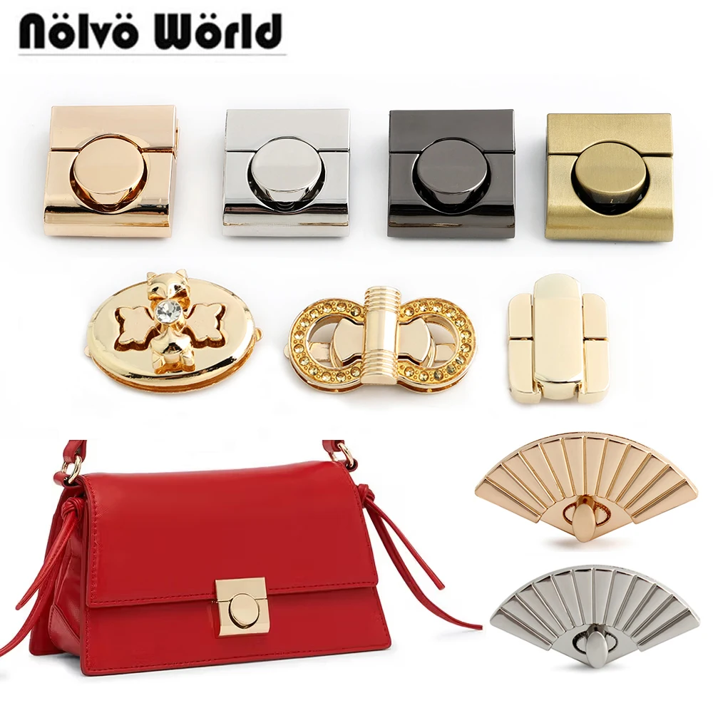 1/5/10PCS Metal Clasp Turn Lock Twist Locks Round Rectangle Bag Decor Buckles DIY Ladies Bag Locks And Accessories Replacement