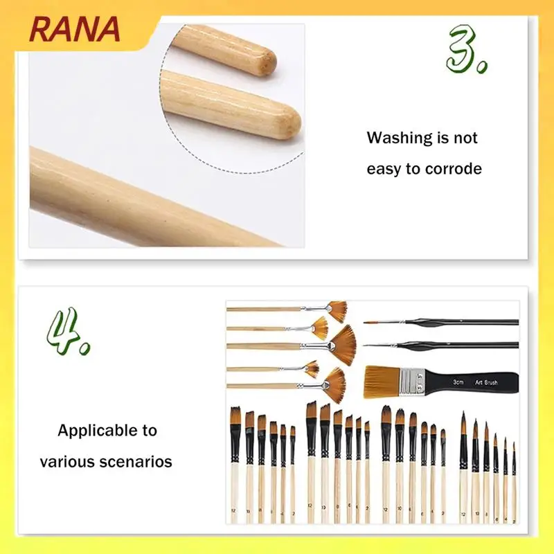 

RANA 32Pcs Watercolor Paint Brush Stencil Brush Fineliner Brush For Watercolor Gouaches Oil Painting Mininatures