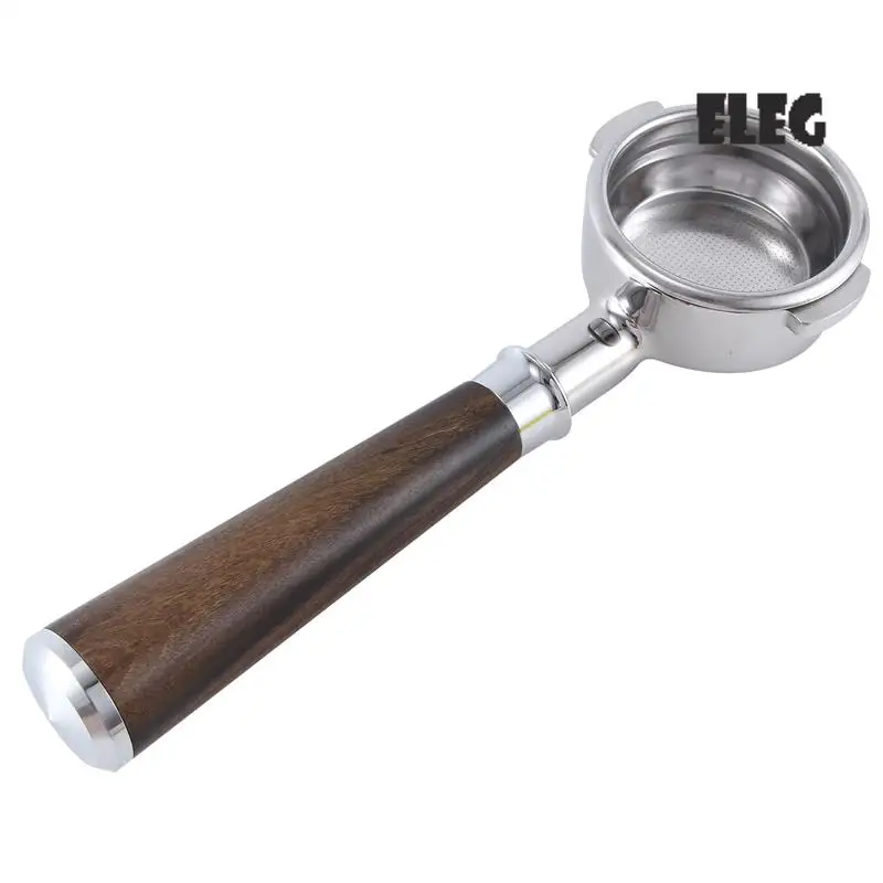 

ELEG-58Mm Double Ear Coffee Machine Filter Holder E61 Bottomless Portafilter With Wooden Handle Coffee Machine Accessories Style
