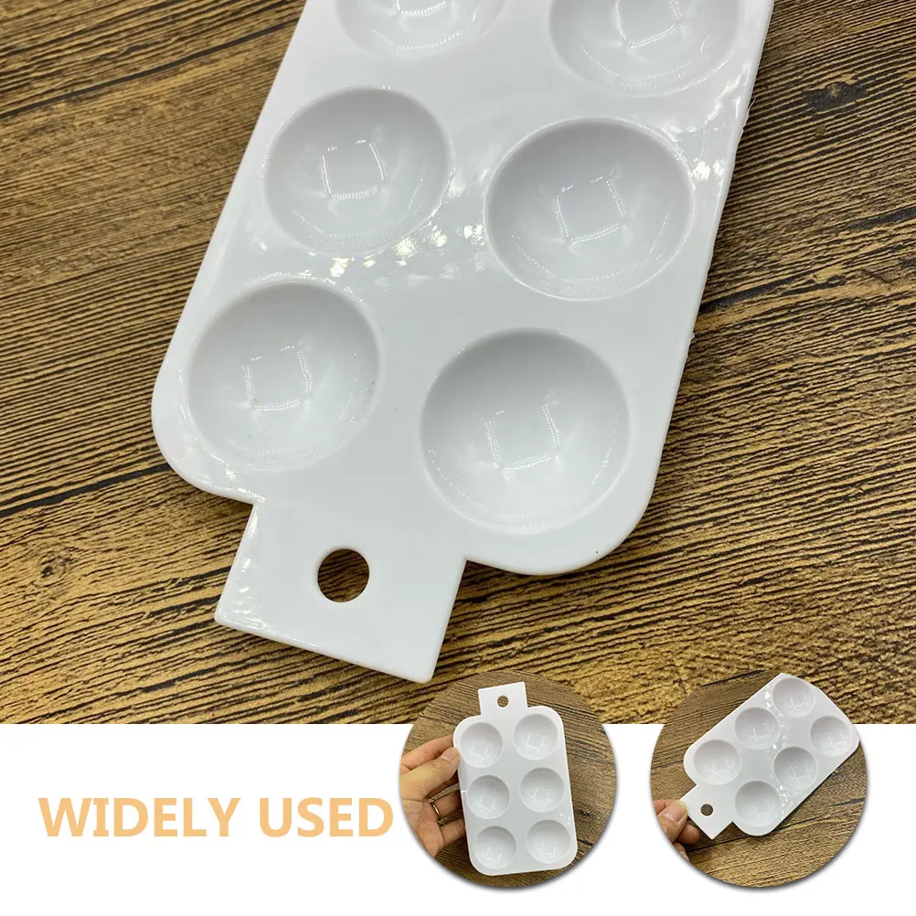 

6pcs Plastic Palette for Painting 6 Holes Watercolor Mixing Tray Lightweight Portable Artists Students gouache palette plastic