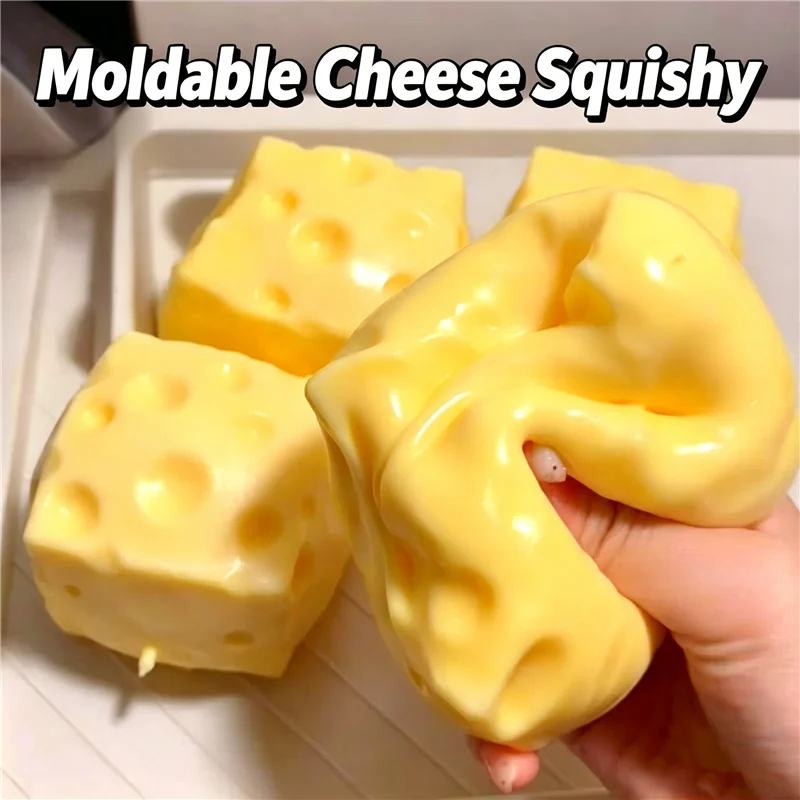 Simulation Cheese Pudding Peanut Stress Ball Squishy Toy ASMR Crispy Squeeze Sound Anxiety Relief Decompression Adults Desk Toy
