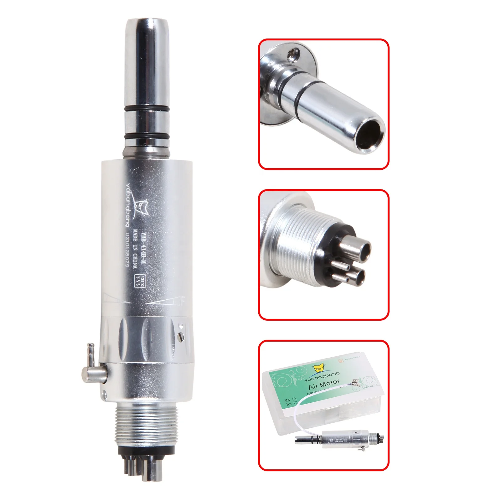 Hot Sale! N-S-K Style den tal 1:1 E-type External Spray Air Motor 4 Holes Slow/Low Speed Handpiece Sliver