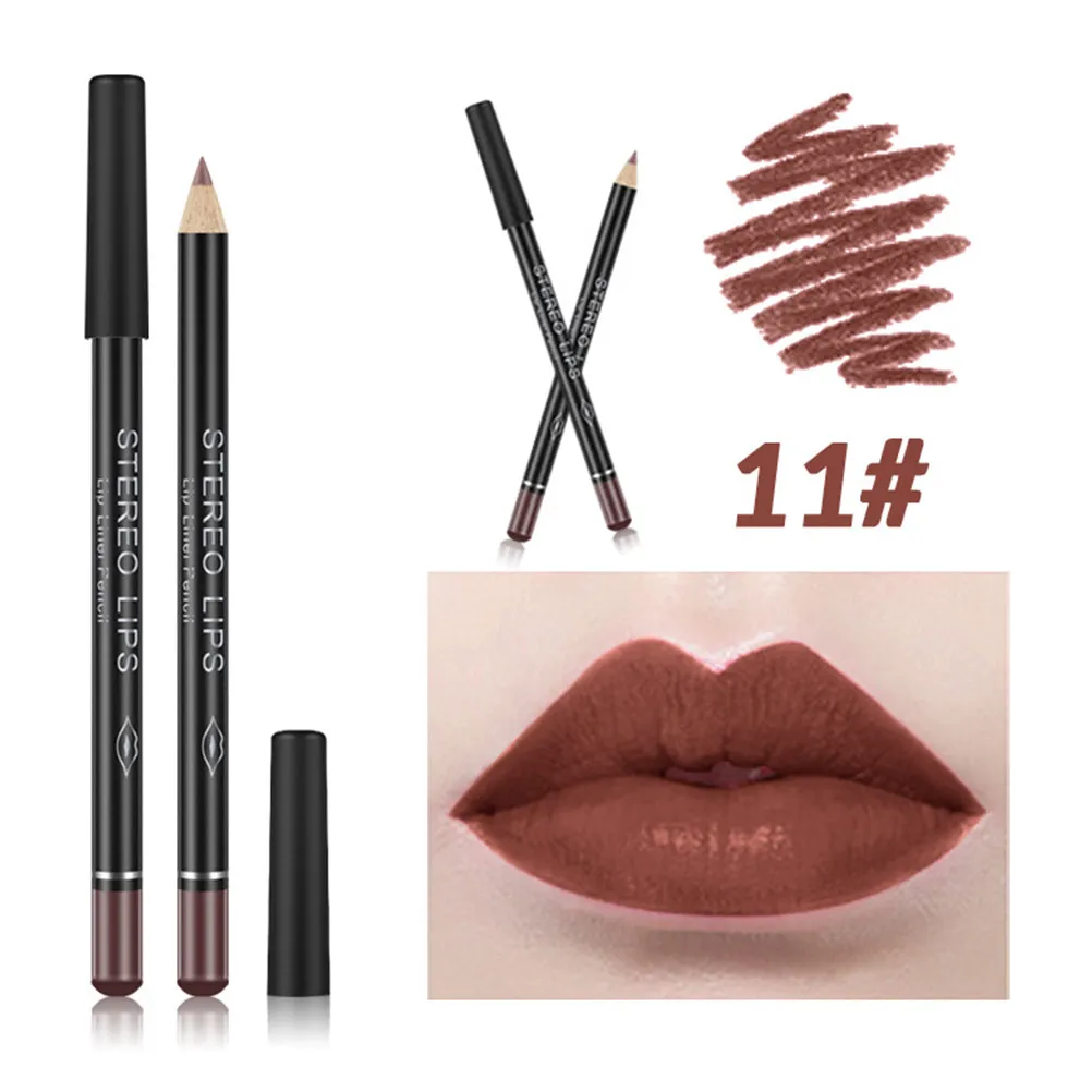 12Pcs Waterproof Lip Liner Pencil Set 12 Unique Colors for All Day Wear Prevent Bleeding Improve Lip Shape Smooth Matte Finish