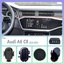 For Audi A6C8 2019 2020 2021 2022-2024 Car Phone Holder Wireless Charging Magnetic Phone Holder Car Magsafe Support Accessories