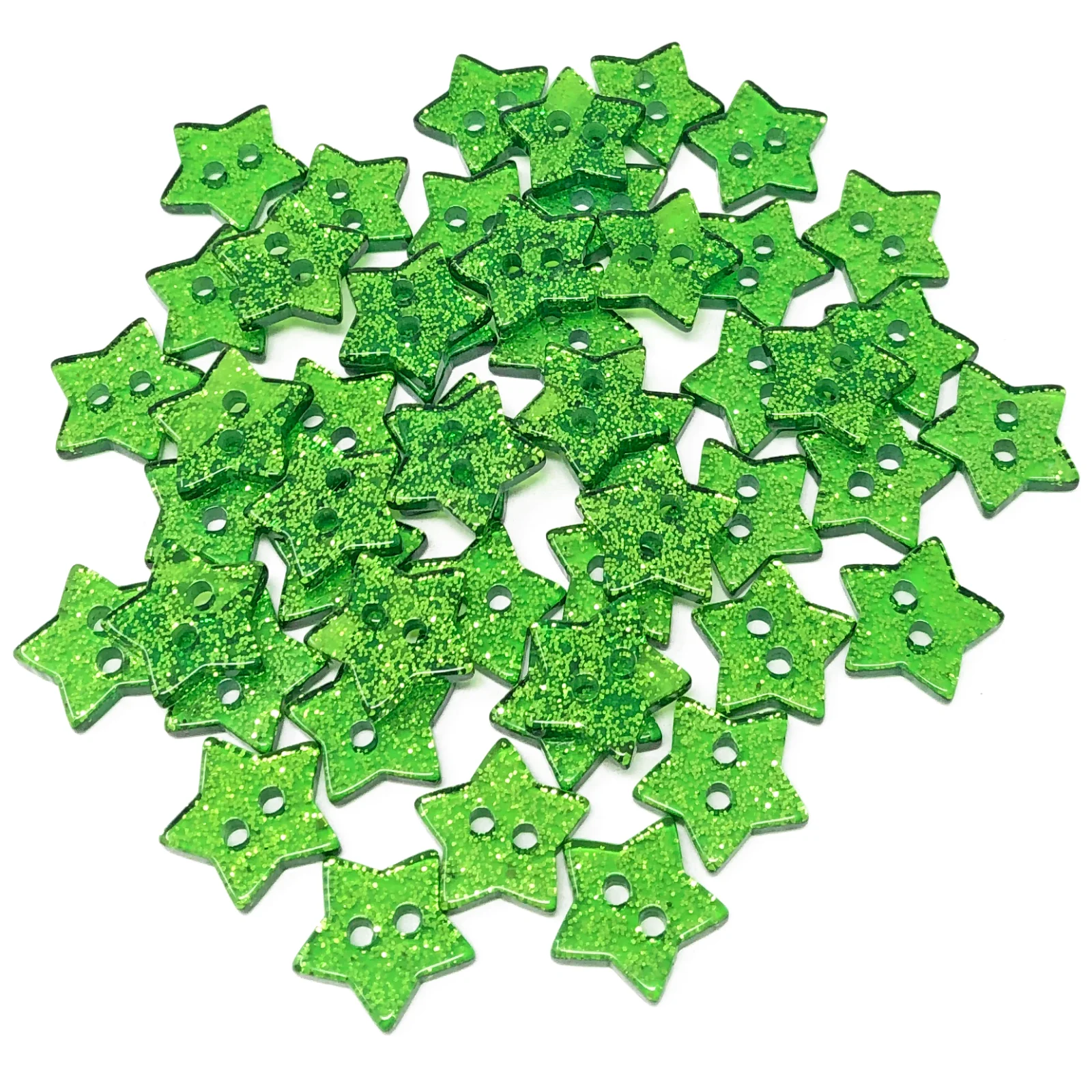 200pcs 14mm Resin Glitter Star 2 Holes Buttons DIY Dress Sewing Accessories Sparkle Christmas Embellishment For Cardmaking