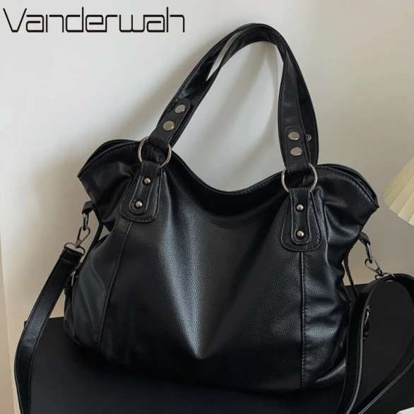 

PU Leather Women Shoulder Bag Large Capacity Crossbody Bags Retro Solid Color Female Travel Shopper Big Casual Tote Bag Business