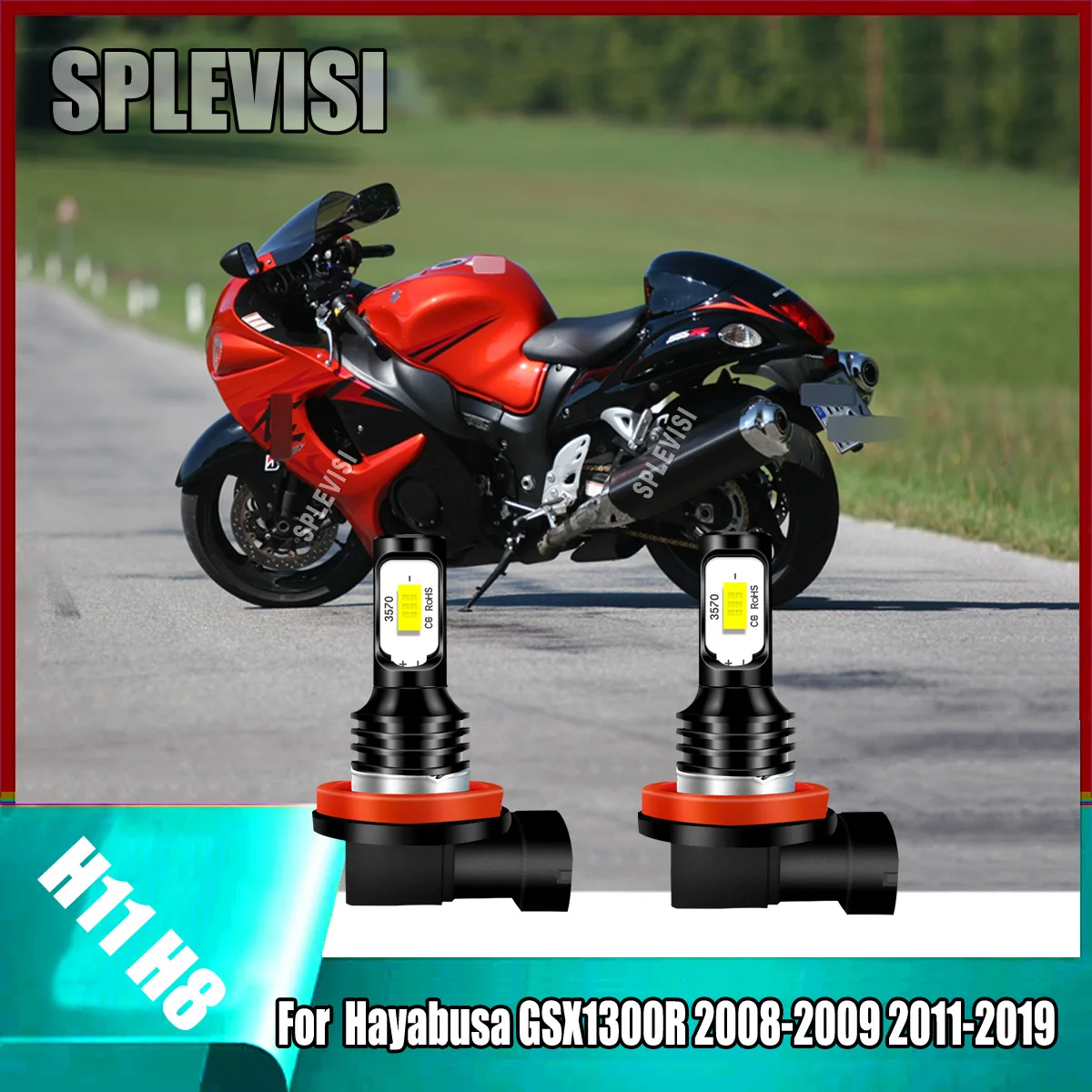 2x H11 H8 H9 High Beam Headlight LED Bulbs -2X Brighter Than Factory Lights For Suzuki Hayabusa GSX1300R 2008-2009 2011-2019