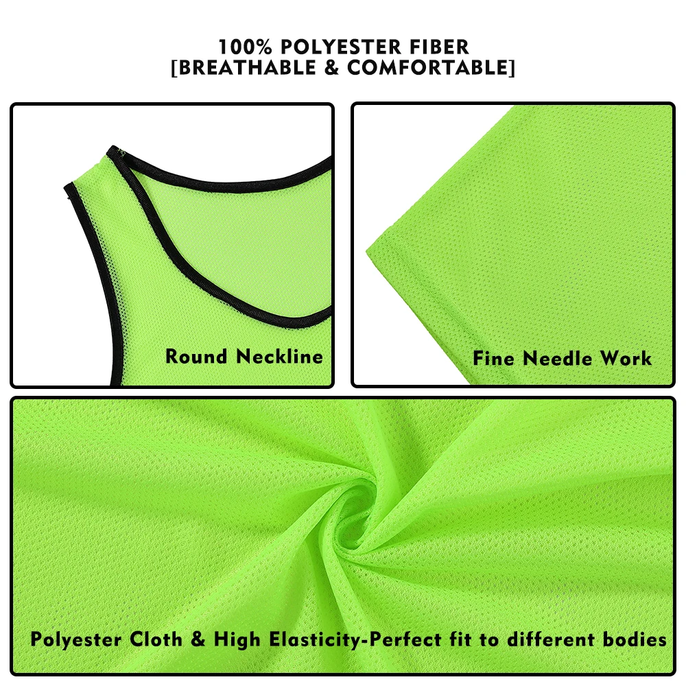 12Pcs Soccer Training Vest Breathable Football Bibs Scrimmage Pinnies Kids Youth Adult Team Practice Sports Jersey Mesh Pinnies