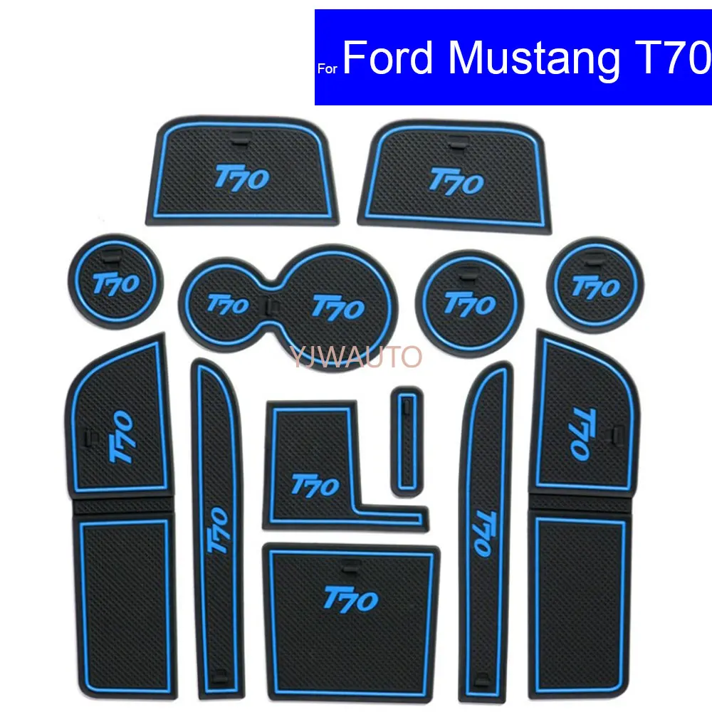 Car Non-slip Door Gate Slot Mats Carpets Position Cup Holder Pads For Ford Mustang T70 2015 2016 2017 Door Groove Mat