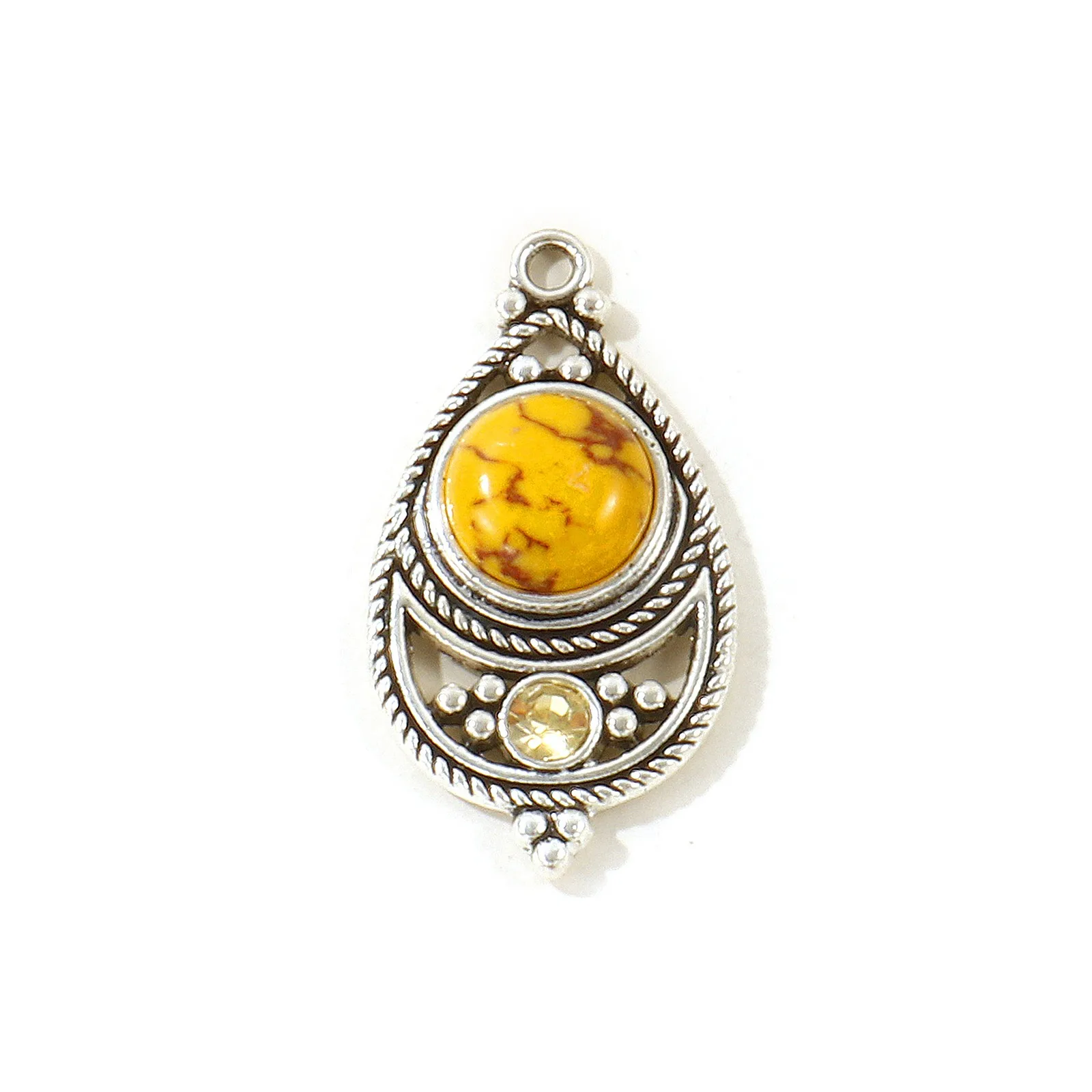 5 Stück Bohemia Anhänger Mehrfarbige Tropfen-Strass Zinklegierung Charms für Frauen DIY Halskette Ohrringe Schmuckzubehör 3,4cm x 1,8cm – Detail 7