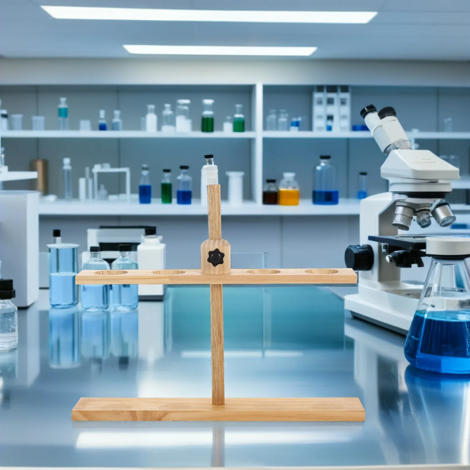 

Adjustable Height Wooden Funnel Rack for Chemistry Lab Stand Stable Support Science