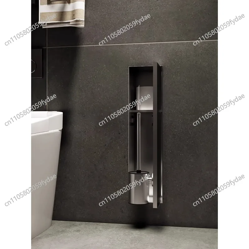 Stainless Steel Niche Toilet Embedded Toilet Brush 304 Tissue Box Niche Layered Shelf