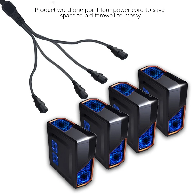 Power Extension Cord, One-Point Four-Pin Bifurcated Cord C14 to 4XC13 Power Cord for Ups Host, Pdu Power Strip