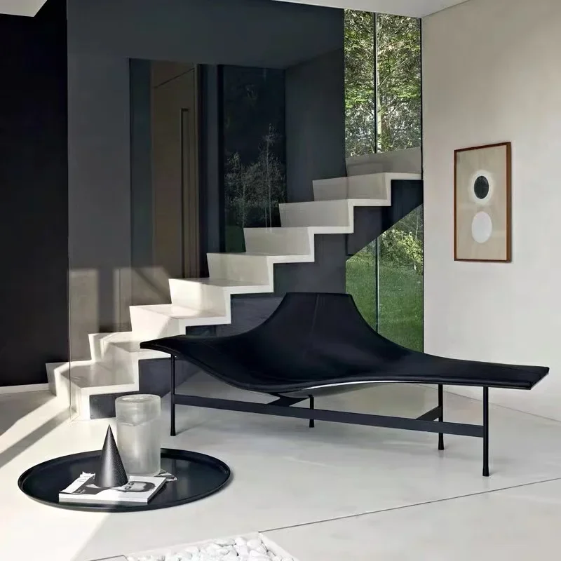 Modern Minimalist Nordic Light Luxury Special-Shaped Chair Villa Home Living Room Leisure Leather Chair image 3