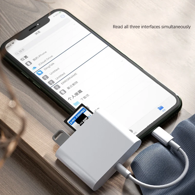 3 In 1 SD/TF/USB Memory Card Multi-Function Mobile Phone Card Reader For Ipad Iphone IOS 13